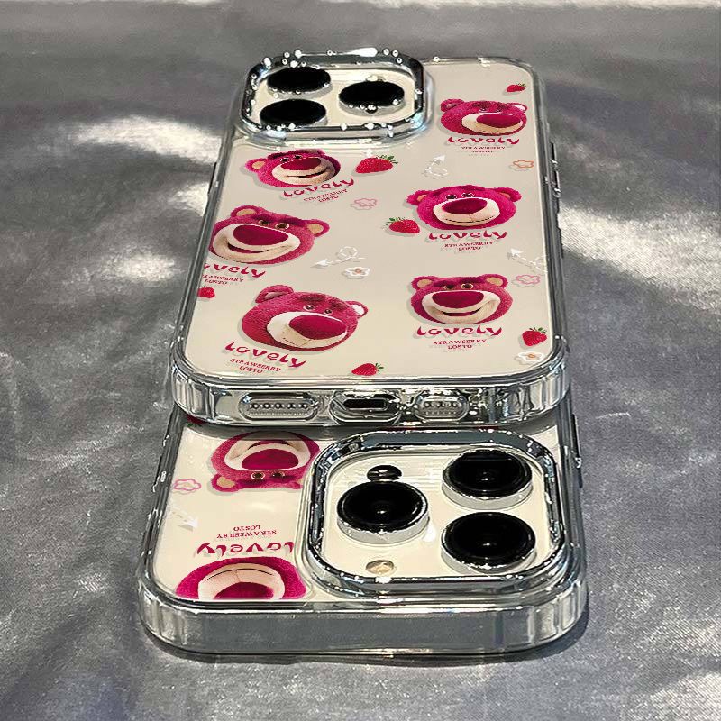 ✅Ốp Điện Thoại Mềm Chống Sốc In Hình Gấu Và Dâu Tây Đơn Giản Cho Apple plus 137xs8iPhone1211 14pro / max NCP4