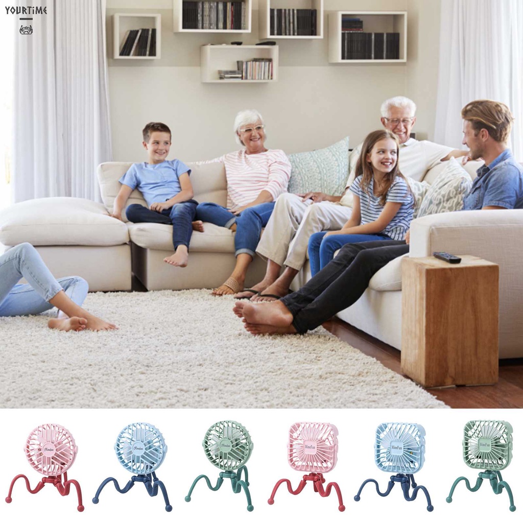 Quạt Điện USB Mini 5V 2.5W Hình Bạch Tuộc 3 Bánh Răng Làm Mát Không Ồn Cho Bé