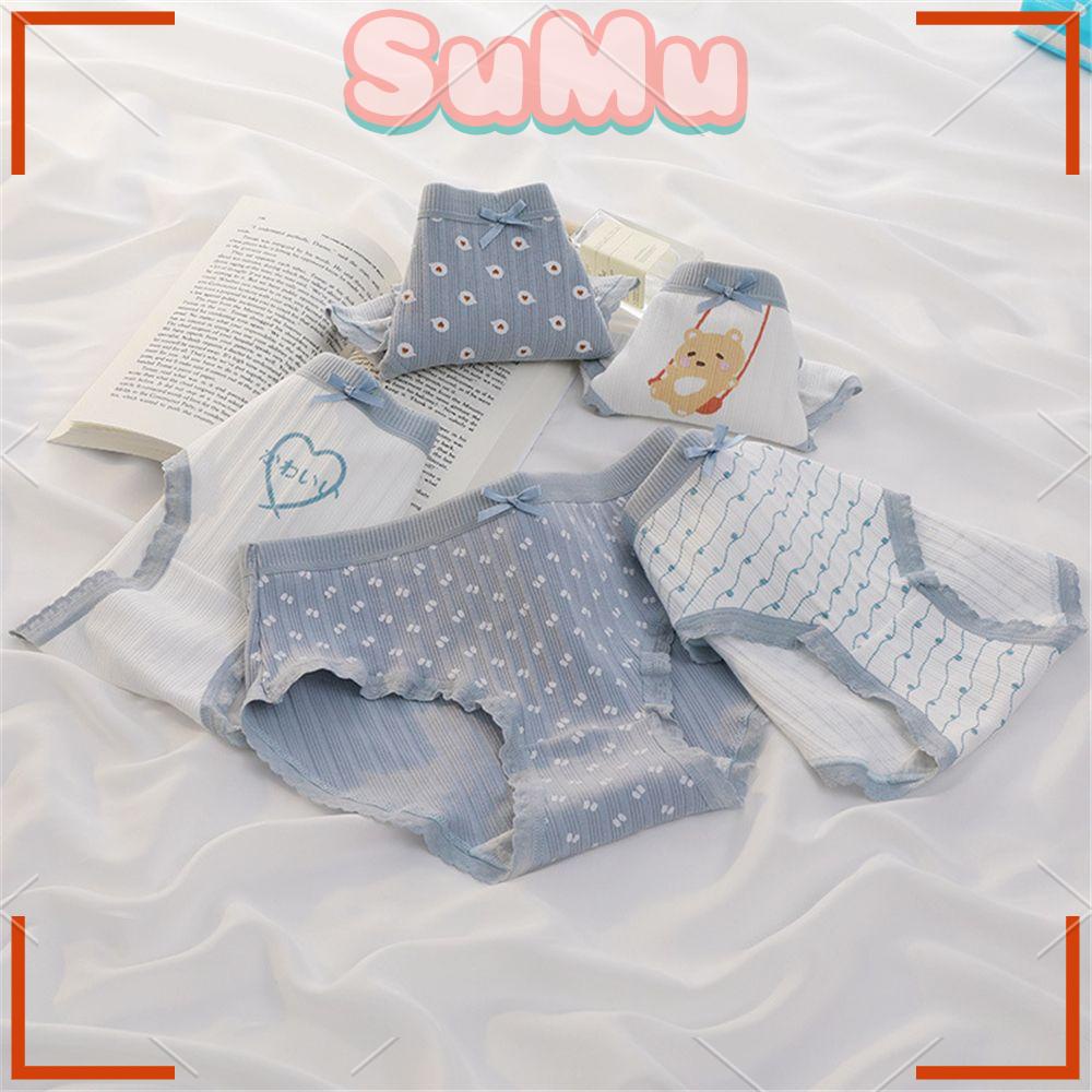 Quần Lót Cotton Lưng Vừa Họa Tiết Hoa Xinh Xắn Cho Nữ