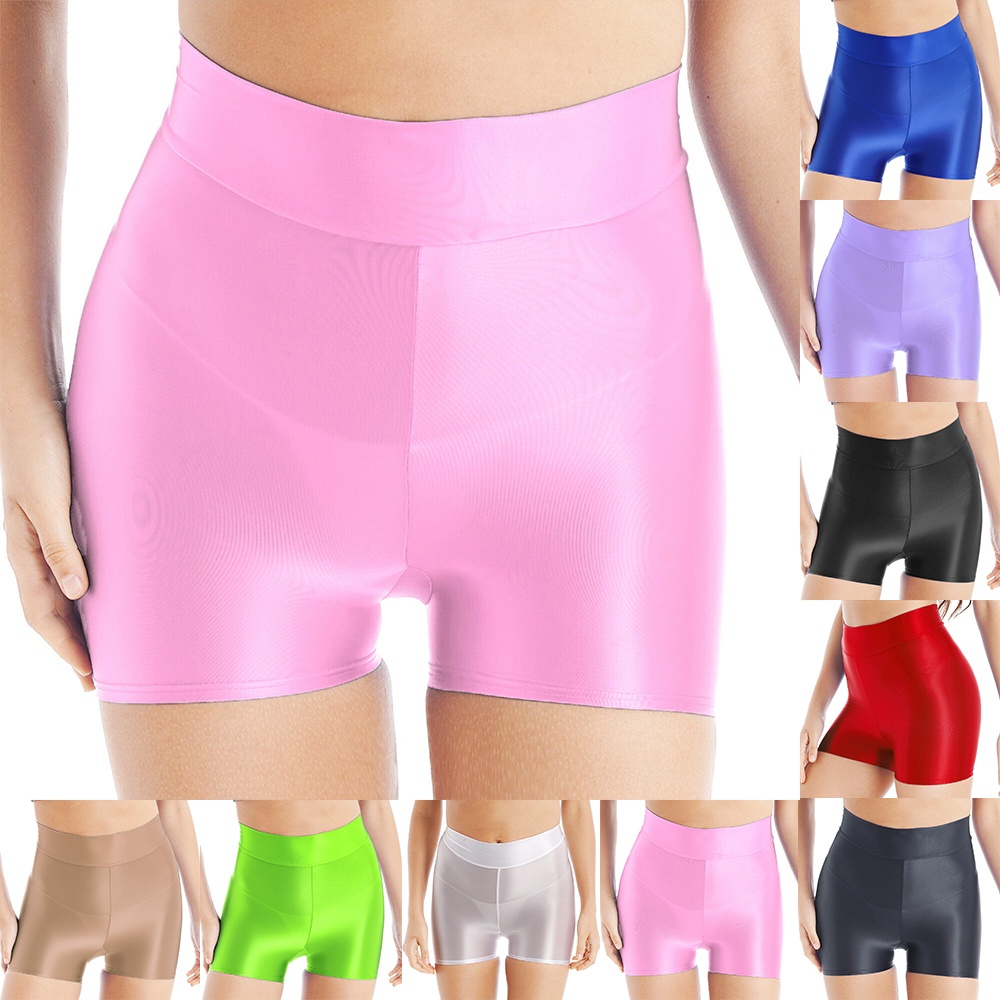 Quần Short Thể Thao Nữ Eo Cao Chất Liệu Bóng Gợi Cảm