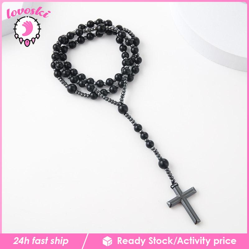 [Lovoski] 1 Vòng cổ Chuỗi Mặt Thánh Giá Bằng Đá Rosary