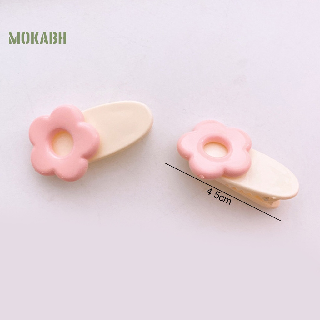 1 Cặp Kẹp Tóc Họa Tiết Hoa Hoạt Hình Màu Sắc Ngọt Ngào Chống Trượt Trọng Lượng Nhẹ