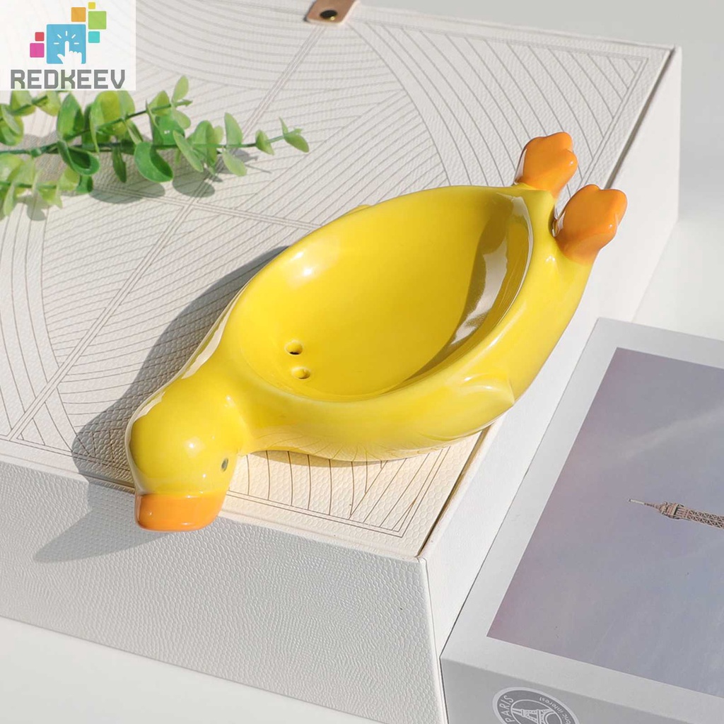 Khay Đựng Xà Phòng Bằng Sứ Hình Vịt Có Thể Ráo Nước Sắp Xếp Gọn Gàng Cho