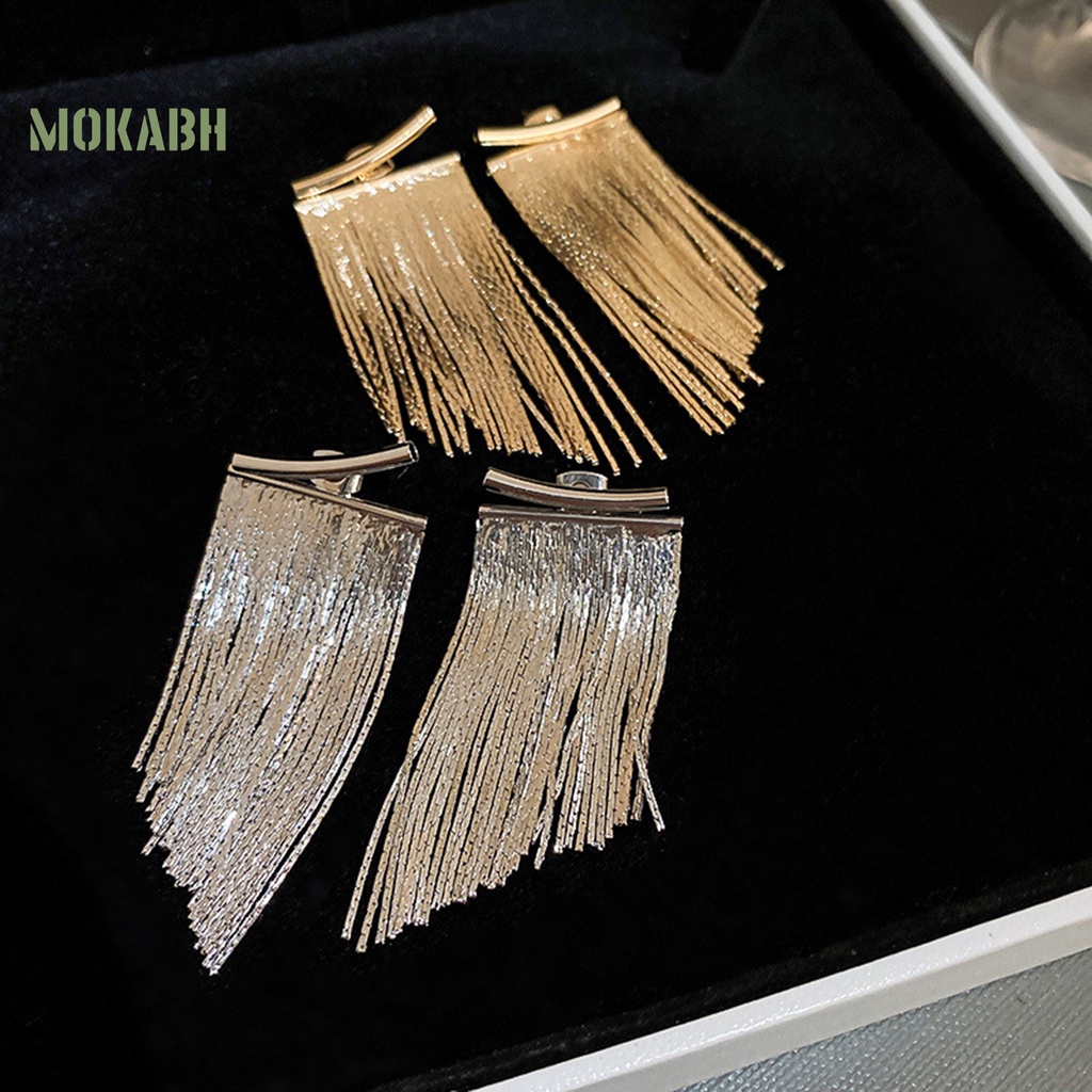 1 Đôi Bông Tai Dạng Xích Dài Mạ Điện Họa Tiết Hình Học Phong Cách Bohemian Thời Trang