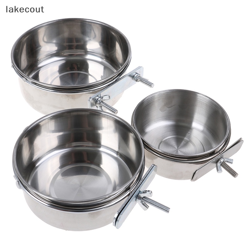 Bát Đựng Thức Ăn / Nước Uống Bằng Thép Không Gỉ Có Móc Treo Tiện Dụng Cho Thú Cưng Bình Thủy Tinh hye hye