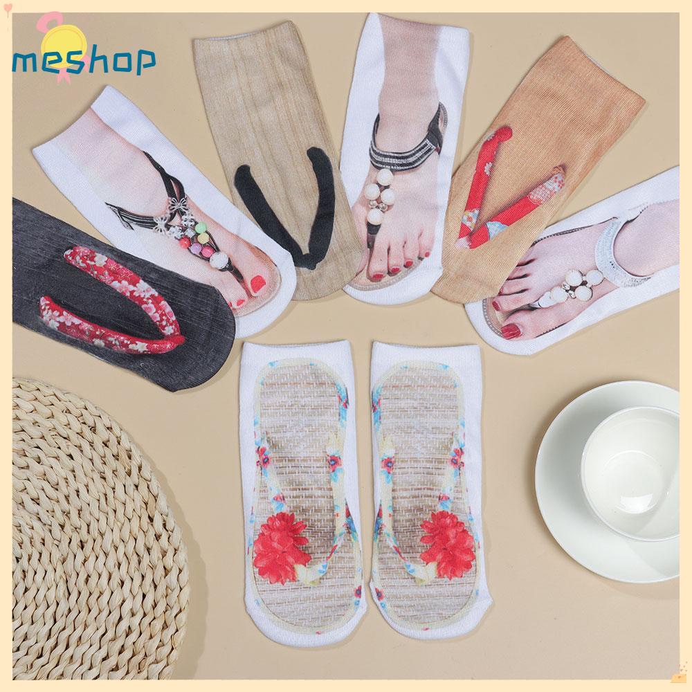 Vớ Cotton Cổ Thấp In Họa Tiết 3D Thoải Mái Thời Trang Unisex