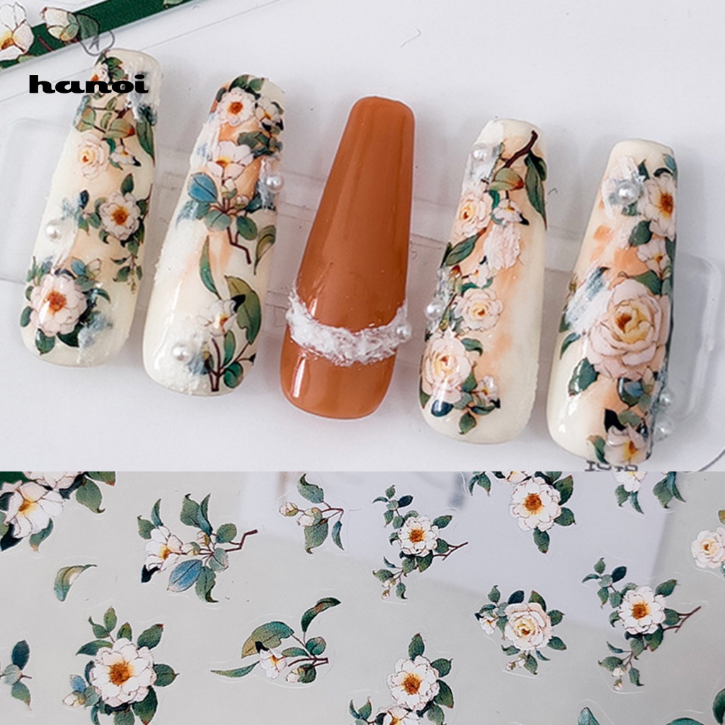 Miếng Dán Móng Tay Tự Dính Không Phai Siêu Mỏng Họa Tiết Hoa Phong Cách Nhật Bản Cho Nữ