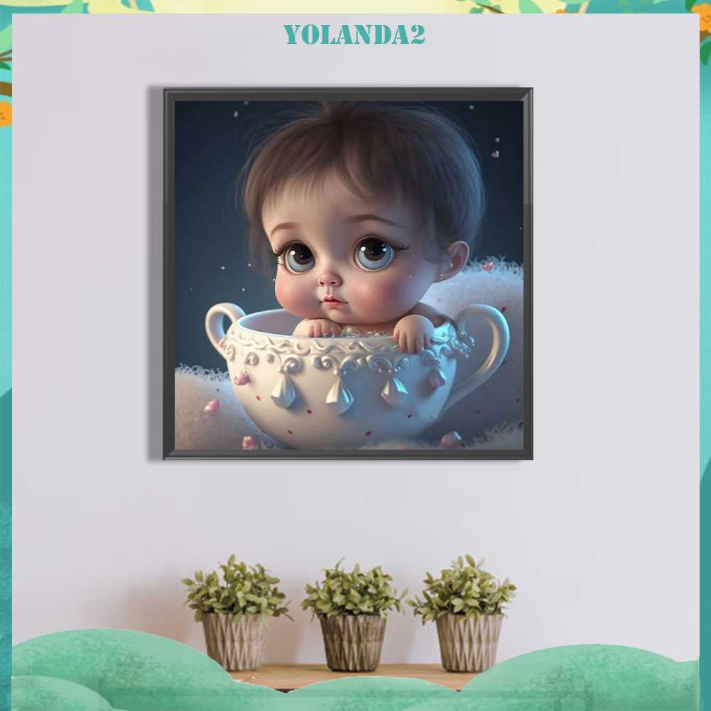 Bộ Tranh Đính Đá 5D Họa Tiết Em Bé Dễ Thương Độc Đáo DIY Dùng Trang Trí Nhà Cửa