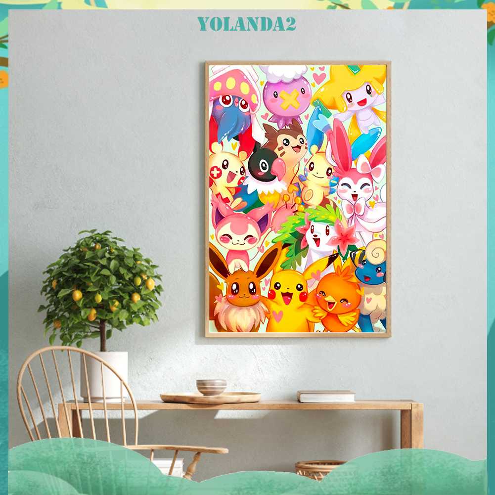 Tranh Đính Đá Kim Cương Toàn Bộ 5D DIY Hình Pokemon