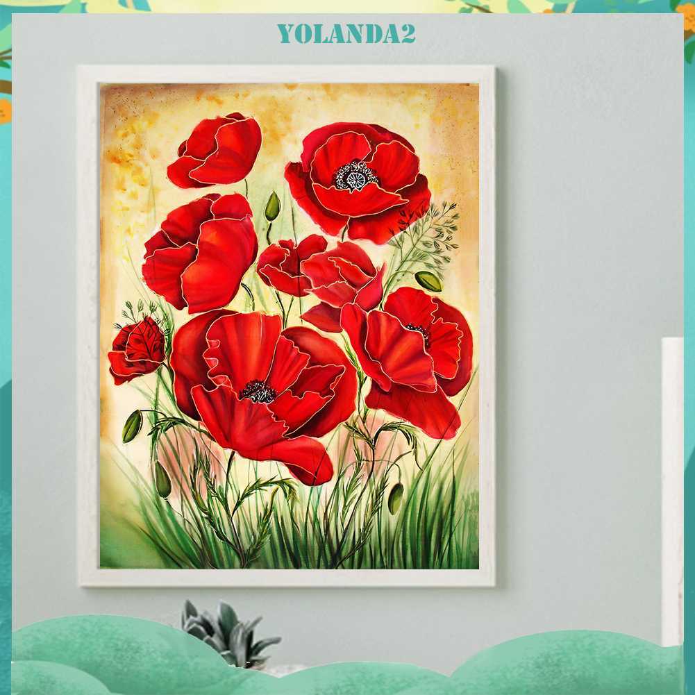 Tranh Đính Đá Kim Cương Toàn Bộ 5D DIY Hình Vẽ Hoa Trang Trí Nhà Cửa