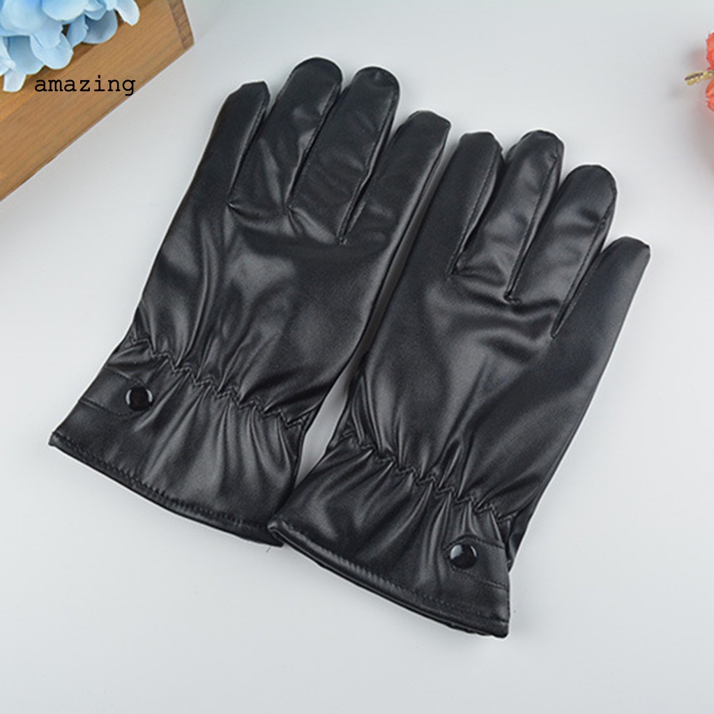 1 Đôi Găng Tay Giả Da Giữ Ấm Mùa Đông Chống Trượt Chống Nước Cho Nam