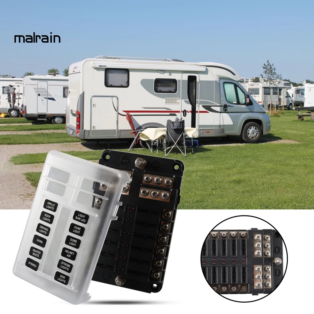 Bộ Giá Đỡ Cầu Chì 12 Chiều Có Đèn LED Báo Hiệu + Ốc Vít Chuyên Dụng Cho RV Yacht