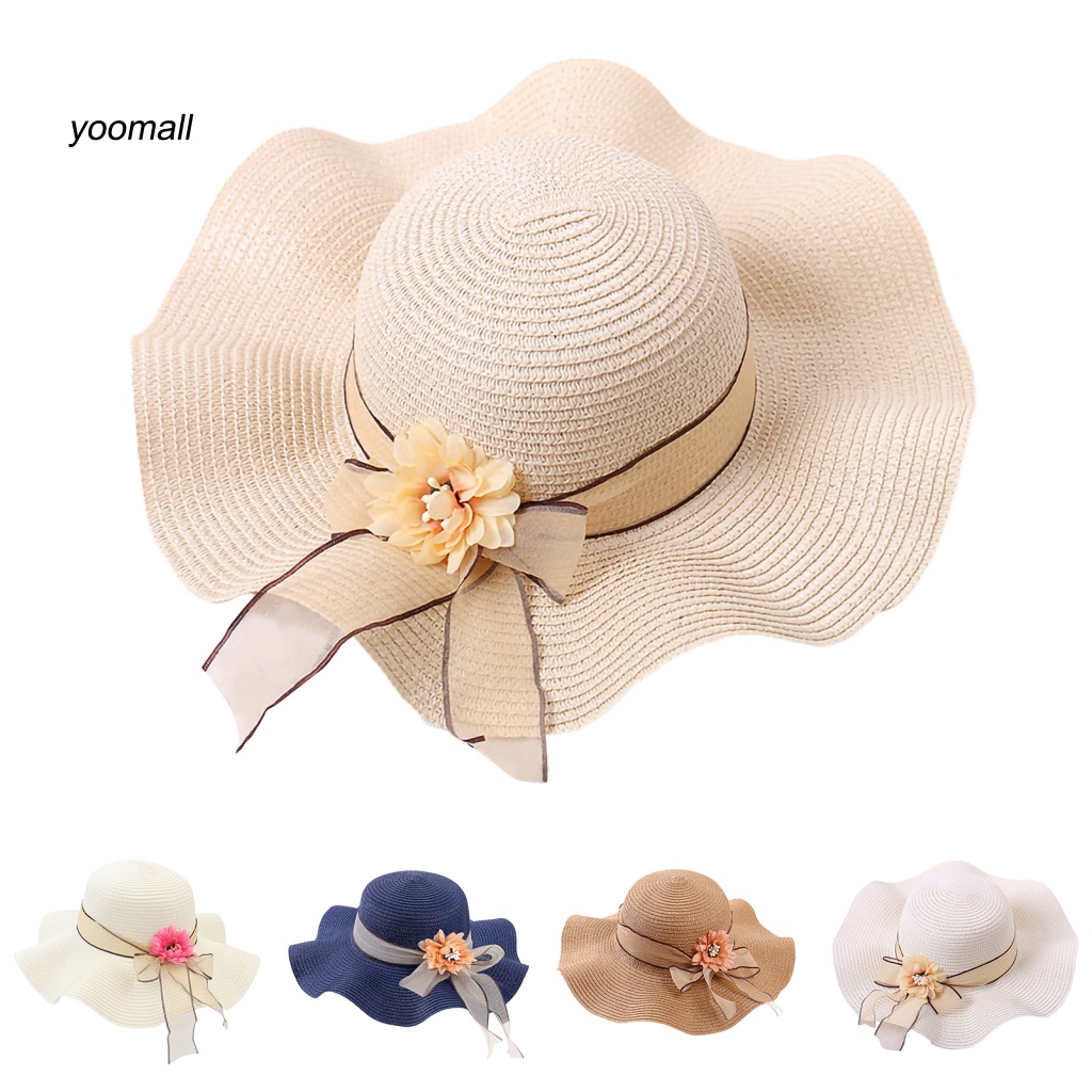 Mũ Cói Rộng Vành Thắt Nơ Xinh Xắn Thời Trang Cho Nữ