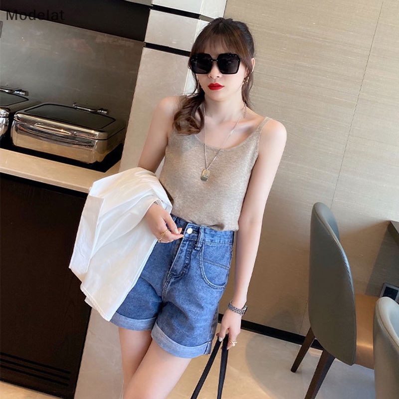 Áo Dệt Kim Sát Nách Dáng Rộng Màu Trơn Thời Trang Mùa Hè Cho Nữ