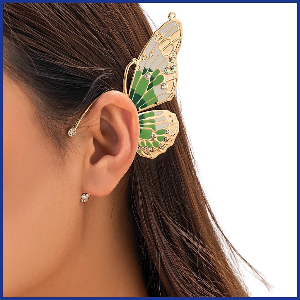 Khuyên Kẹp Vành Tai Hình Bướm Đính Đá Cho Bé Gái