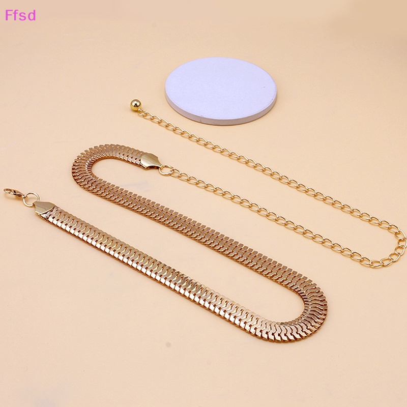 Thắt Lưng Dây Xích Kim Loại Màu Vàng Sáng Tạo Đơn Giản Thời Trang Cho Nữ