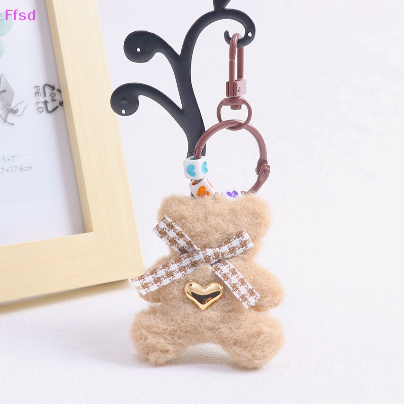 {Ffsd} 1 Móc Khóa Gấu Bông Mềm Thắt Nơ Hoạt Hình Dễ Thương * Hàng Bán Chạy