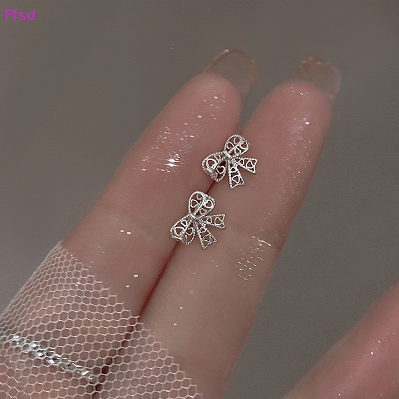 1 Đôi Bông Tai Hình Nơ Ren Rỗng Đơn Giản Dành Cho Nữ