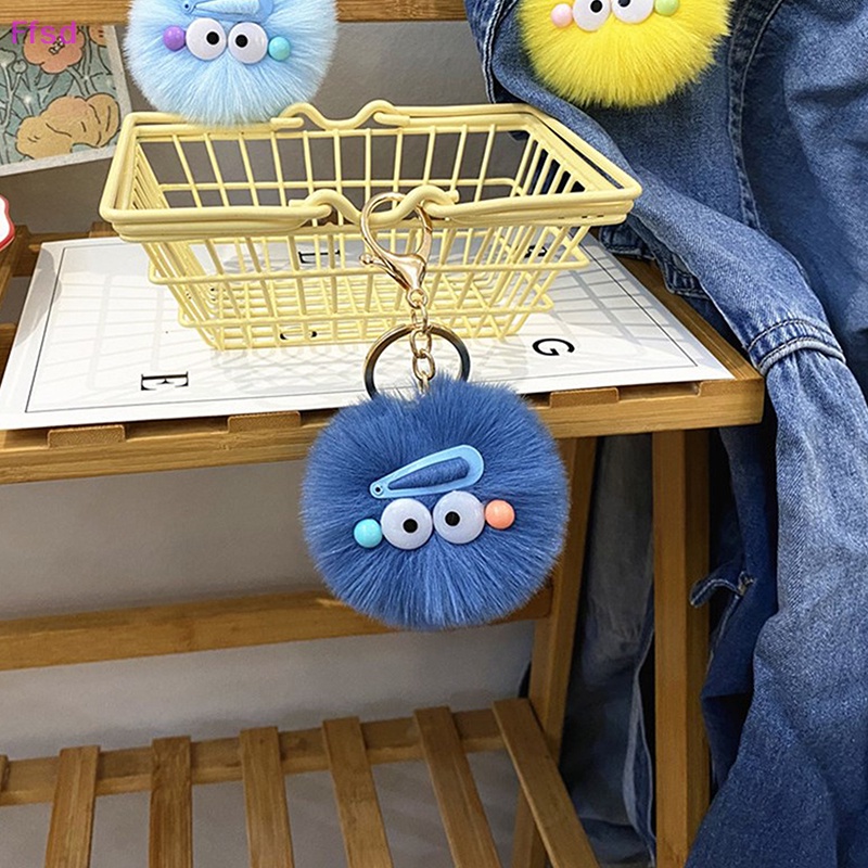 {Ffsd} Móc Khóa Banh Lông Thỏ Mềm Mại Gắn Quả Bông Mắt Kính Trang Trí Túi Xách Quyến Rũ Trinket Chaveiros * Bán Chạy