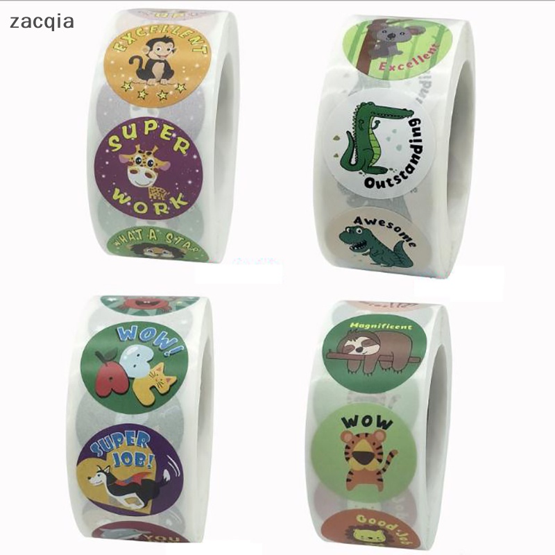Cuộn 500 Miếng Dán Khen Thưởng Hình Động Vật Dễ Thương Cho Học Sinh