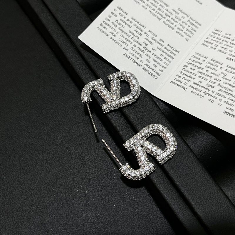 Bông Tai Chữ V Đính Đá Zircon Lấp Lánh Thời Trang 2023 Cho Nữ