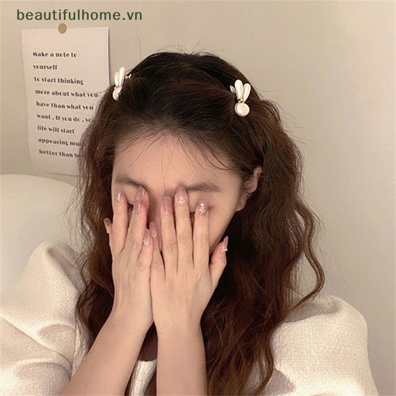 1 Kẹp Tóc Hình Thỏ Đính Ngọc Trai Thời Trang Cho Nữ