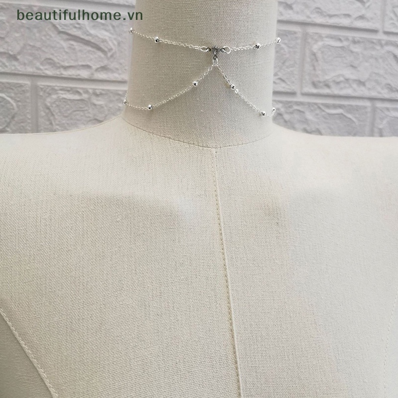 [beautifulhome] Dây Chuyền Cơ Thể Bằng Kim Loại Dạng Chuỗi Hạt Pha Lê Trang Sức Quyến Rũ Thời Trang Cho Nữ [beauty]