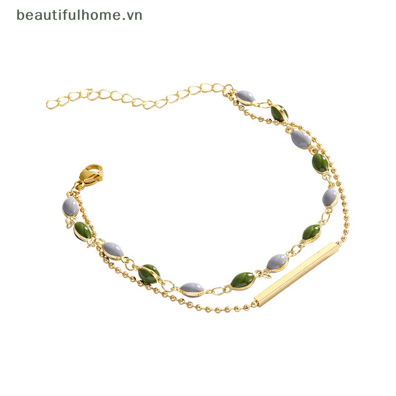[beautifulhome] Vòng Tay Hai Lớp Đính Hạt Pha Lê Phong Cách Pháp Cổ Điển Có Thể Điều Chỉnh Trang Sức Dành Cho Nữ [beauty]