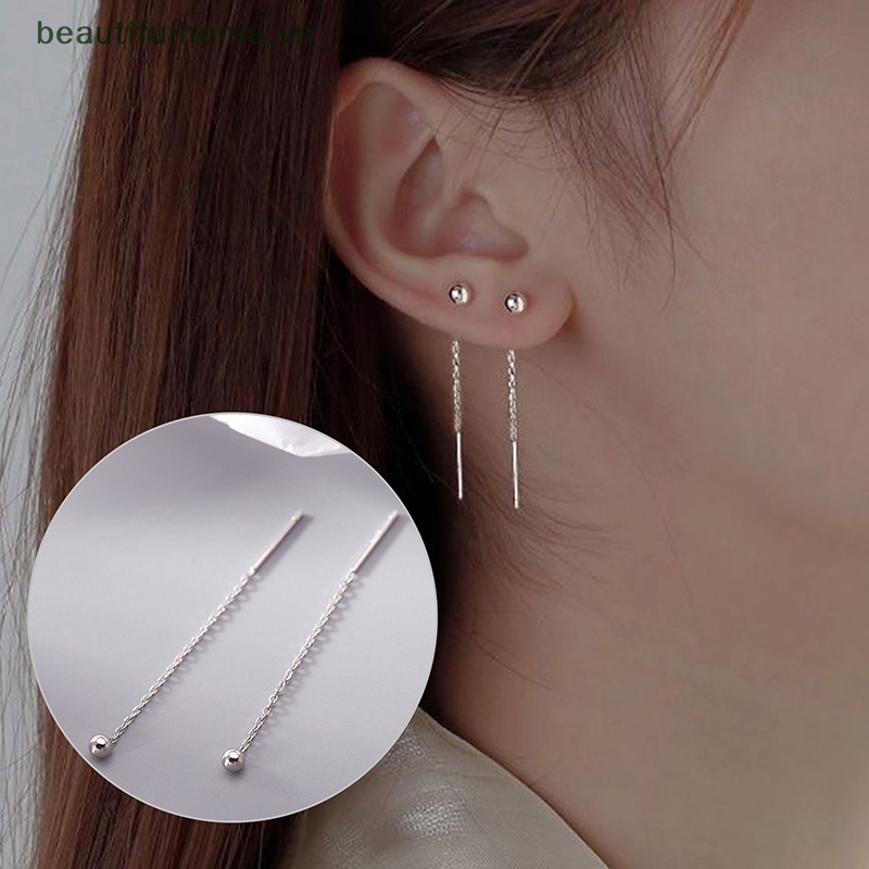 Bông Tai Dáng Dài Hình Tròn / Trái Tim Phối Tua Rua Phong Cách Hàn Quốc Thời Trang Cho Nữ