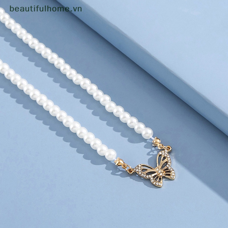 Vòng Cổ Choker Chuỗi Hạt Ngọc Trai / Bướm Thời Trang Vintage Thanh Lịch Cho Nữ