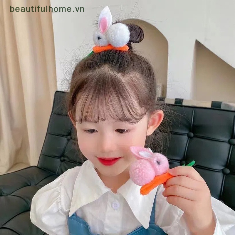 Kẹp Tóc Hình Thỏ Đính Bóng Lông Dễ Thương Cho Bé Gái