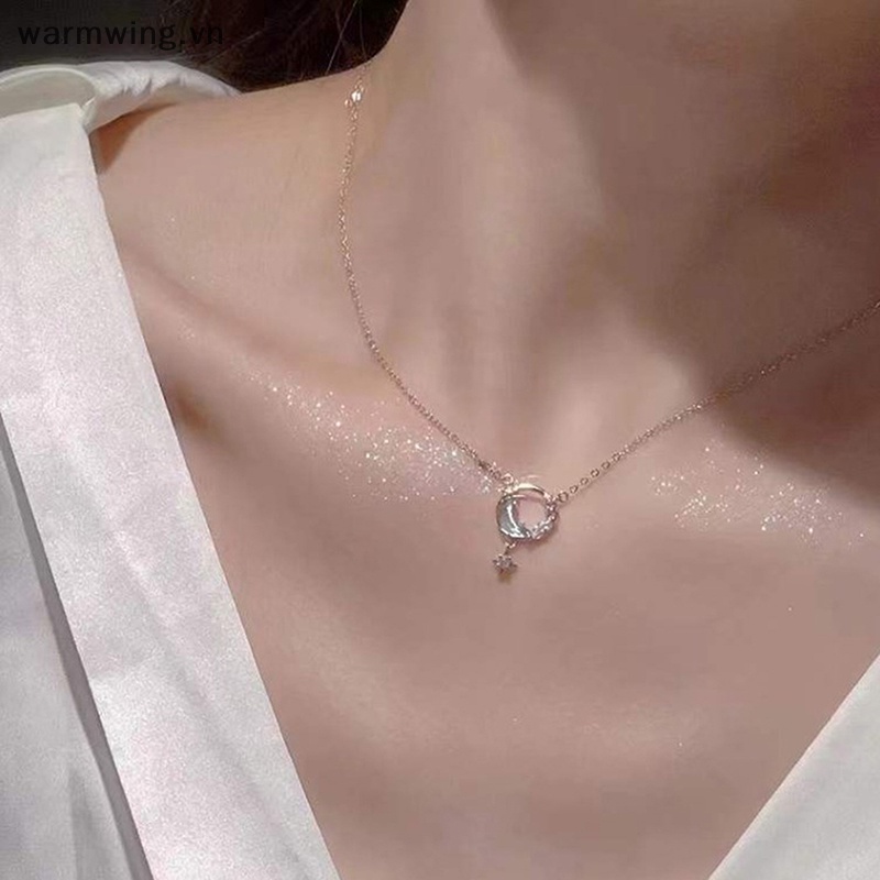Vòng cổ Bạc Mặt Trăng Khuyết Thời Trang Hàn Quốc Cho Nữ