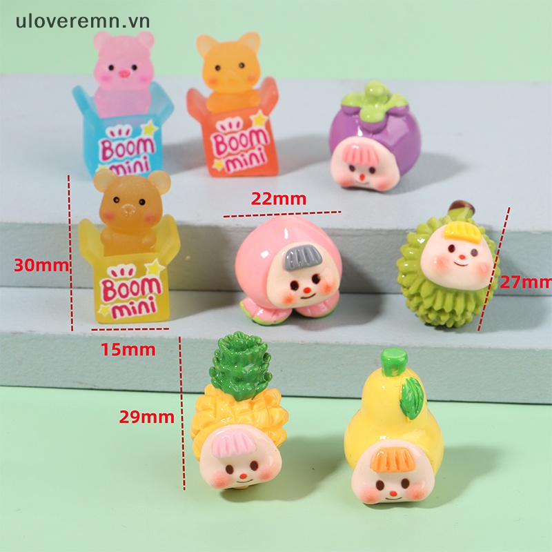 Set 2 Móc Khóa Nhựa Resin Hình Hoạt Hình 3D Phát Sáng DIY