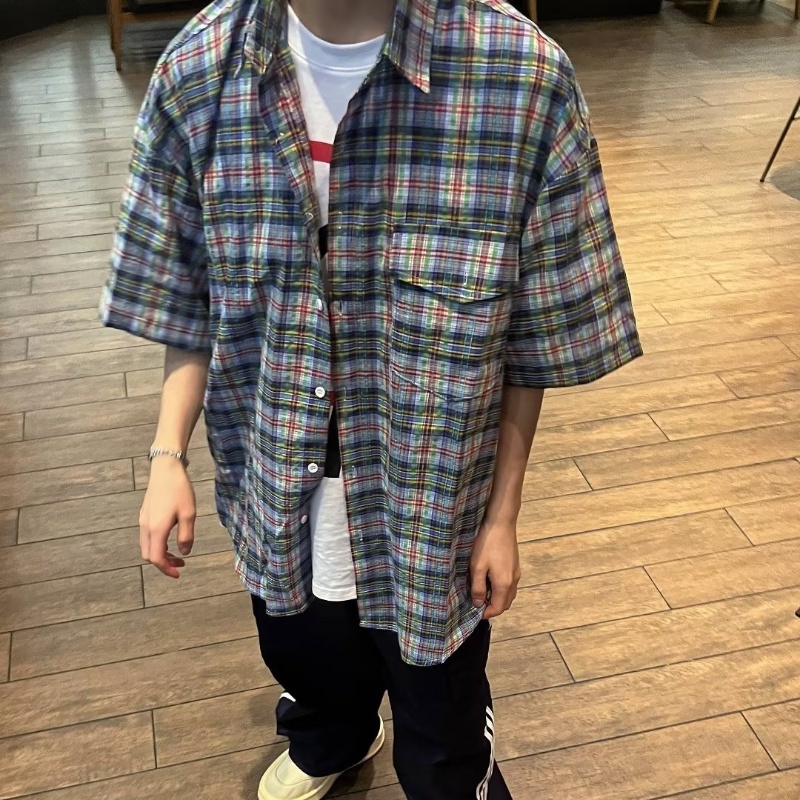 Áo Sơ Mi Tay Ngắn Dáng Rộng Plus Size Phong Cách Hong Kong Thời Trang Mùa Hè Cho Nam