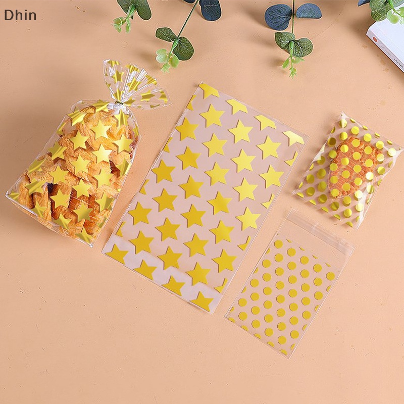 [Dhin] 100 Túi Đựng Bánh Kẹo Sinh Nhật 8X10 + 3cm Hình Ngôi Sao Trong Suốt Tự Dính DIY