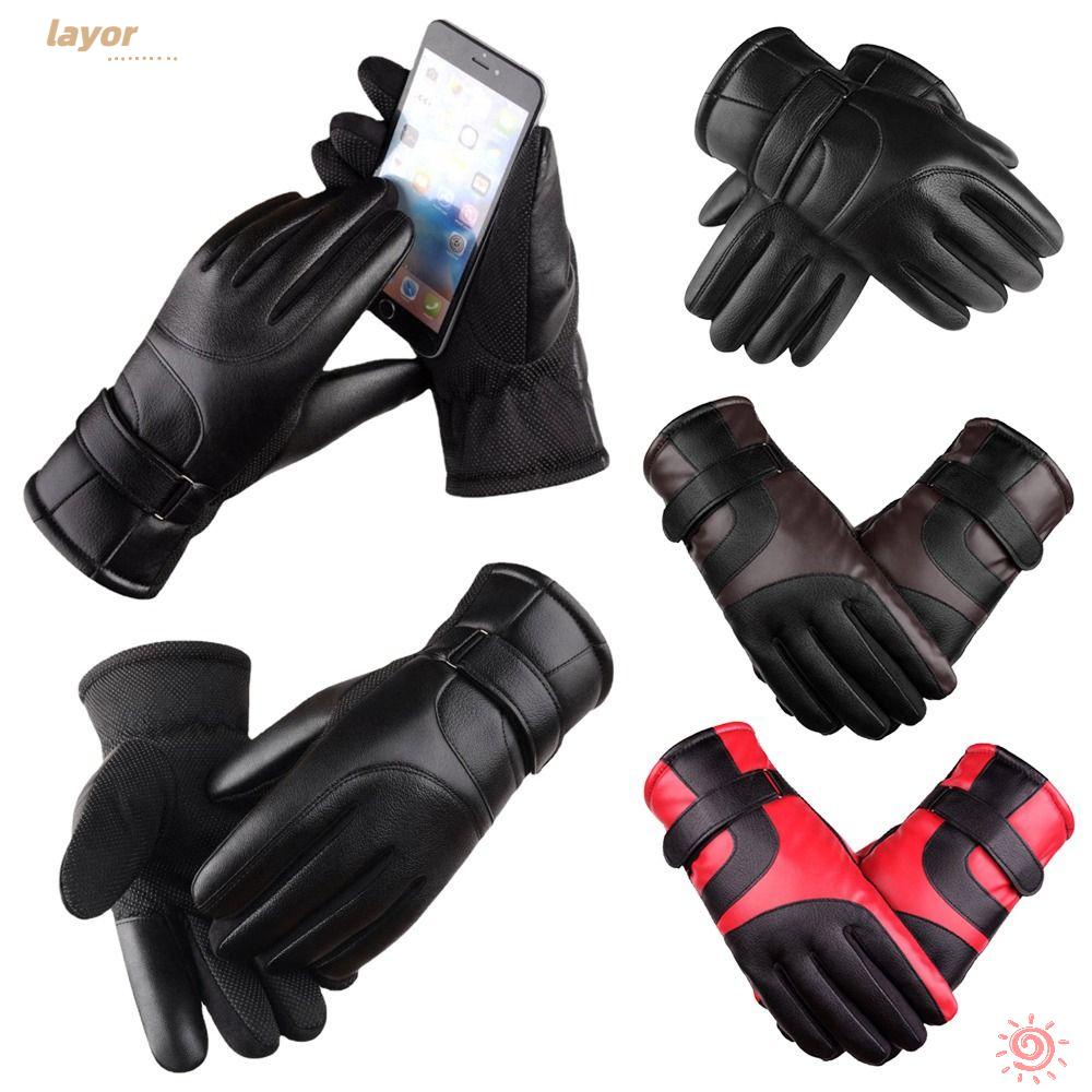 Găng Tay Da Phối Lông Cừu Ấm Áp Thời Trang Thu Đông