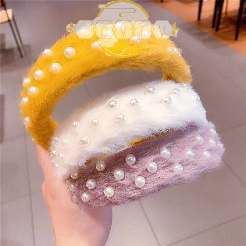 Băng Đô Cài Tóc Phủ Lông Acrylic Chống Trượt Thời Trang Thu Đông Cho Nữ