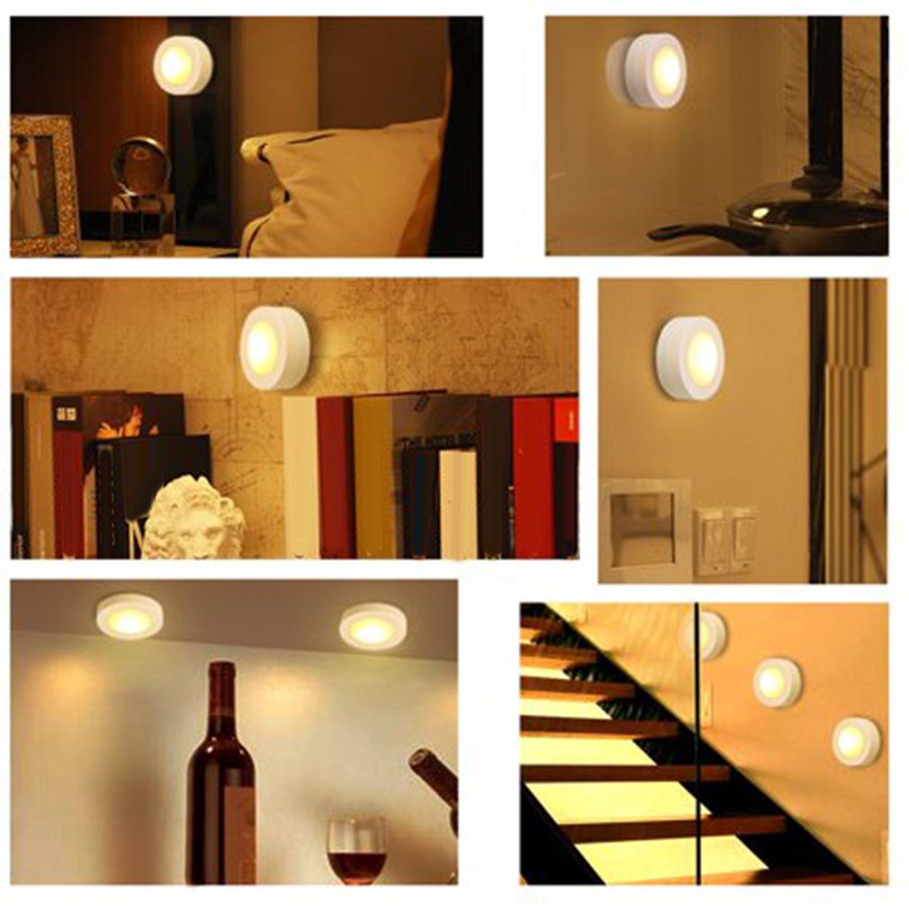 =Christmas=Wireless LED Puck Lights Closet Lights Battery Operated With Remote Control