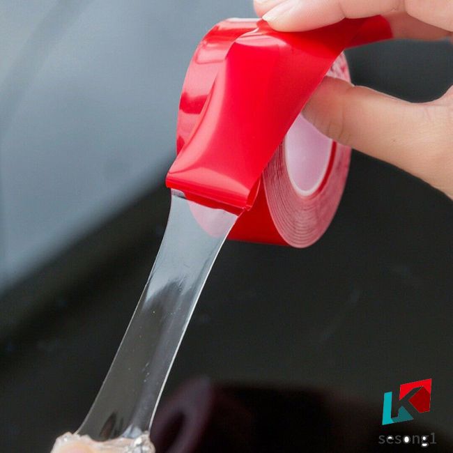 Băng Keo Hai Mặt Silicon Trong Suốt 300cm Độ Dính Cao Không Để Lại Dấu Vân Tay Cho Xe Hơi