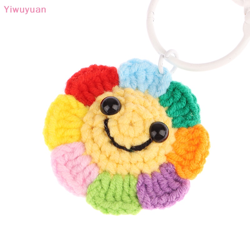 < Yiwuyuan > Móc Khóa Điện Thoại Di Động Mặt Dây Len Đan Thủ Công Mặt Cười Hoa Hướng Dương Nhỏ Sáng Tạo Thích Hợp Làm