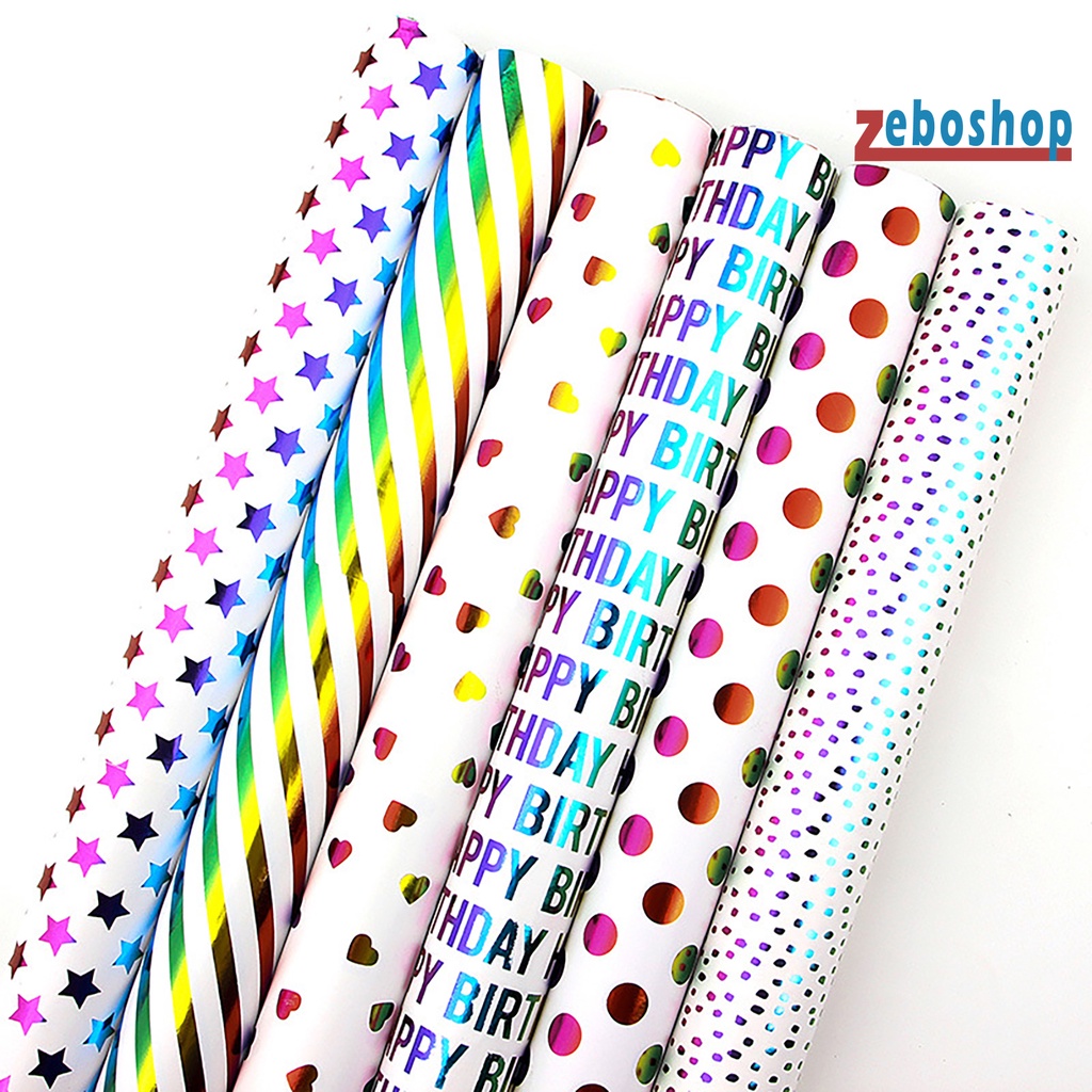 1 Cuộn Giấy Gói Quà / Trang Trí Tiệc Cưới / Giáng Sinh In Hình Trái Tim / Ngôi Sao DIY