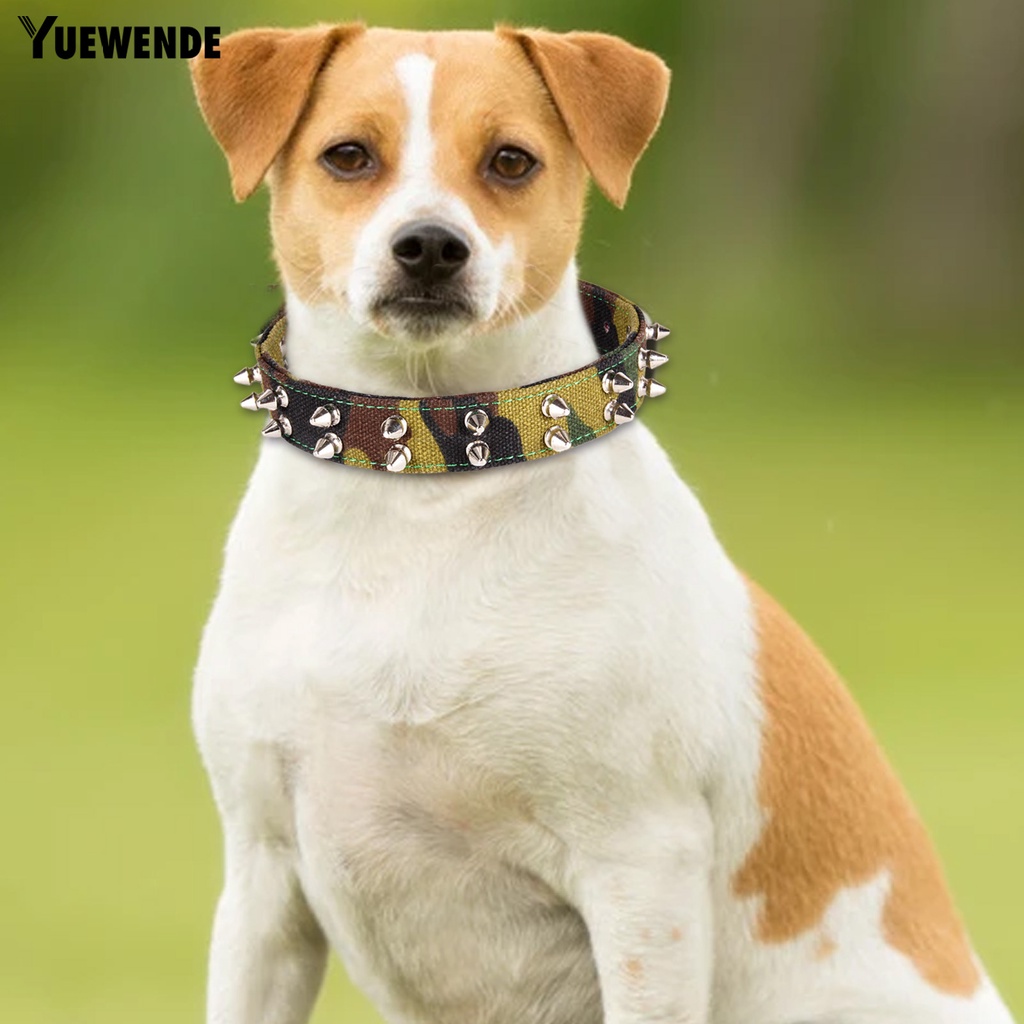 Yq.e Vòng Cổ Canvas Họa Tiết Rằn Ri Đính Đinh Tán Có Thể Điều Chỉnh Trang Trí Thời Trang Dành Cho Cún Cỡ