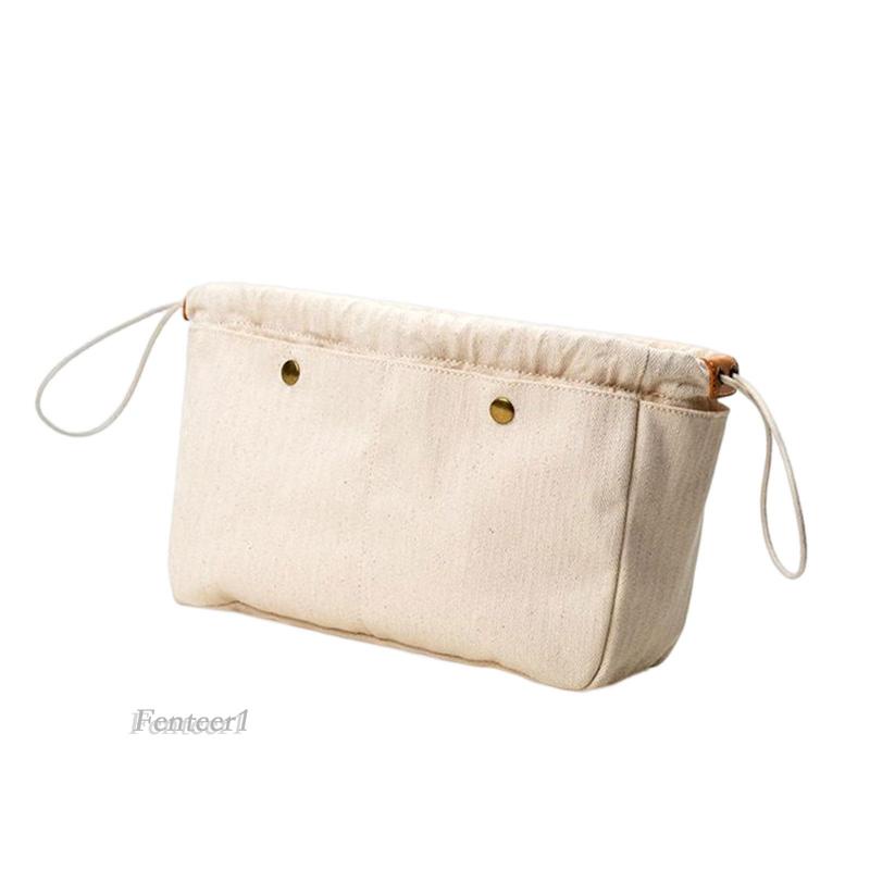 [Fenteer1] Túi Xách Mỹ Phẩm Xách Tay Bằng Vải Canvas Trọng Lượng Nhẹ Chia Ngăn
