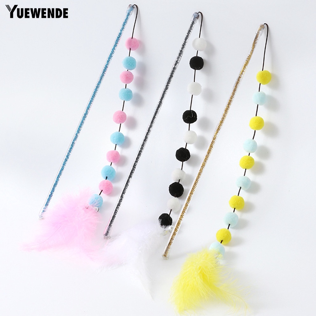 Yq.e Gậy Lông Vũ Dài Nhiều Màu Sắc Chống Cắn Thoải Mái Để Trêu Mèo Con Có Chuông Tương Tác Đa Năng Dành Cho Sử Dụng Tại Nhà