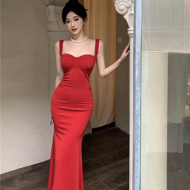 Đầm Hai Dây Ôm Dáng Vừa Vặn Phong Cách Hepburn Hoàng Gia Cao Cấp Quyến Rũ Cho Nữ