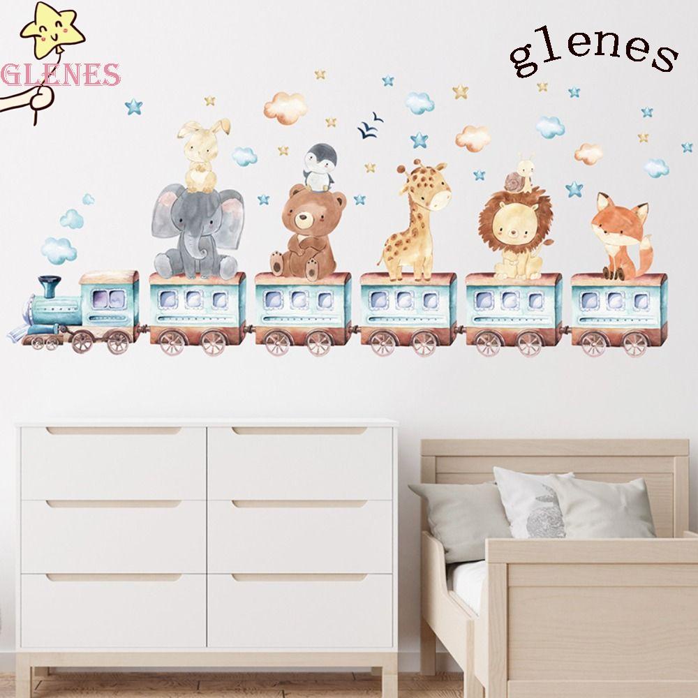 Nhãn Dán Tường Trang Trí Hình Động Vật Hoạt Hình Màu Nước Thân Thiện Với Môi Trường DIY