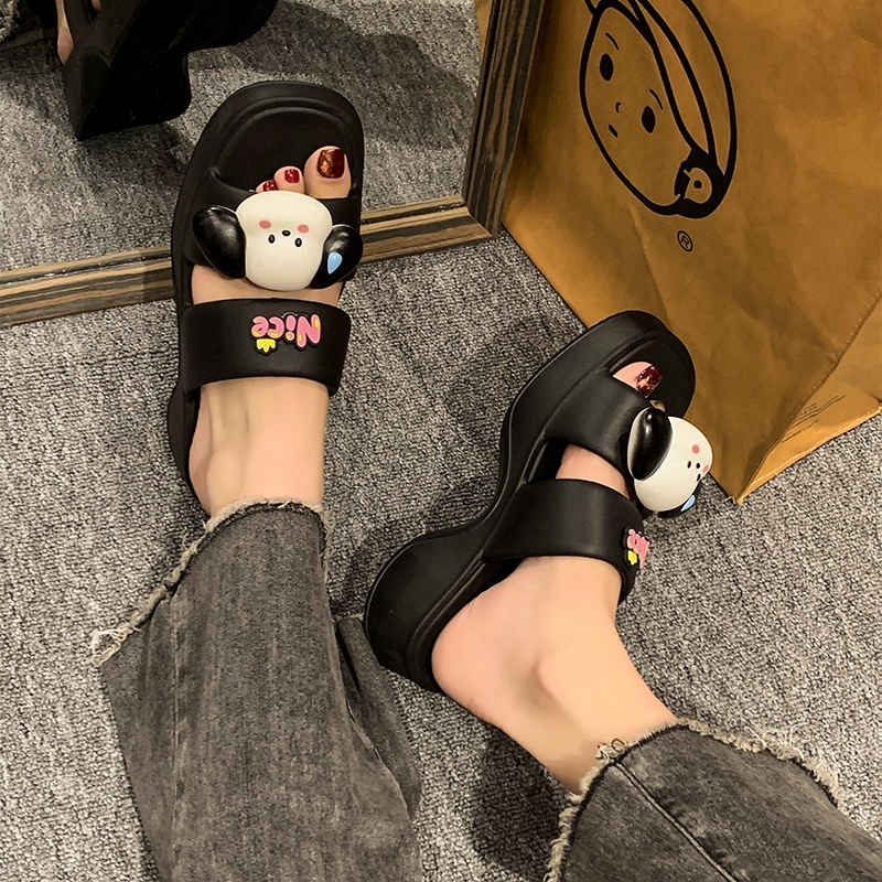 Kisstyle Dép Sandal Đế Dày Mềm Mại Họa Tiết Hoạt Hình Thoải Mái Thời Trang Đi Biển Cho Nữ