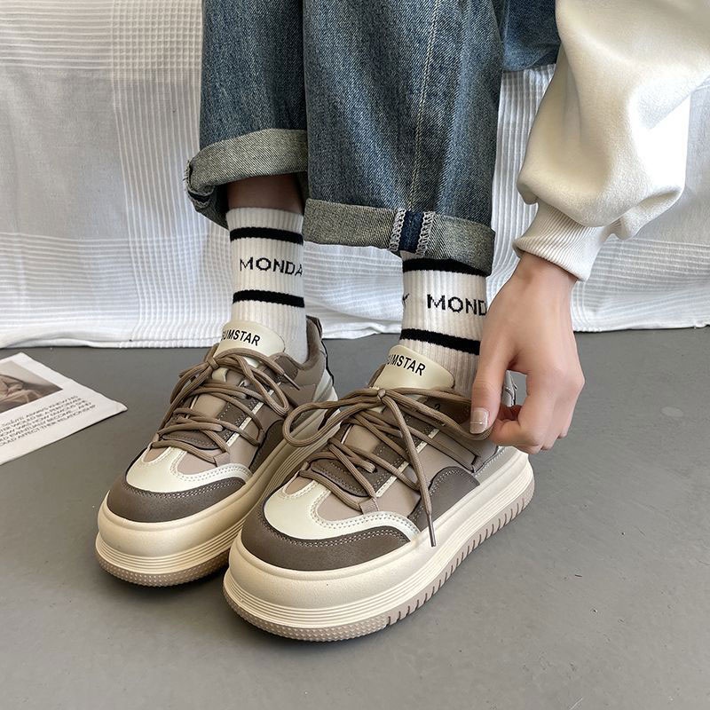 BAILUDAREN.Giày thể thao  tăng chiều cao thoải mái retro phong cách Hàn Quốc cho nữ sinh