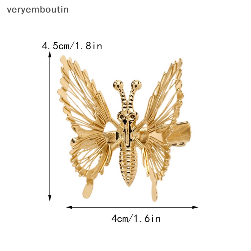 Kẹp Tóc Hình Bướm Màu Vàng Dễ Thương Phong Cách Vintage