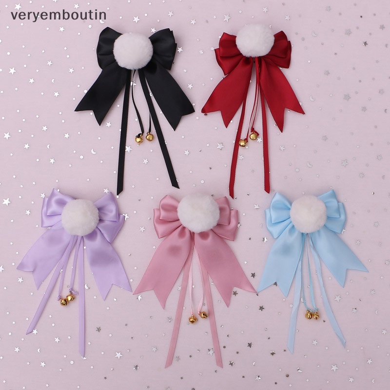 Kẹp Tóc Đính Nơ Và Bóng Lông Dễ Thương Phong Cách Lolita